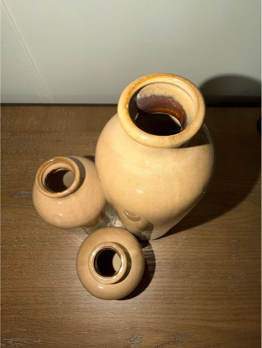 Set of 3 Neutral Ceramic Bud Vases Modern Farmhouse Beige Brown Decor